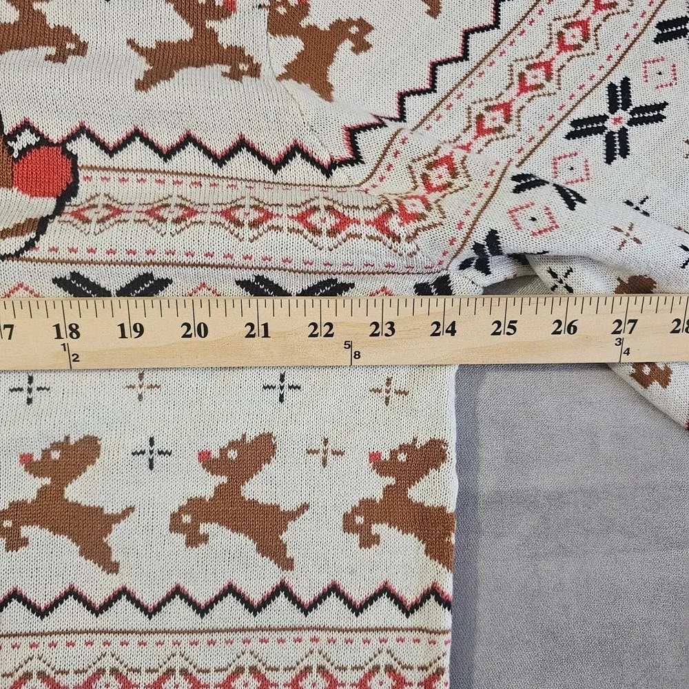 Rudolph the Red-Nosed Reindeer Mens XL‎ Sweater Fair Isle White